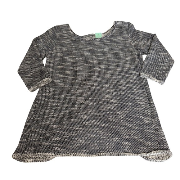 Loveappella Tops - Loveappella Janine Split Back French Terry Top Navy White Marled Womens L NEW